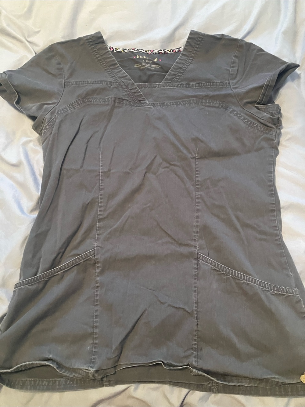 HeartSoul Gray V-Neck Women's Scrub Top